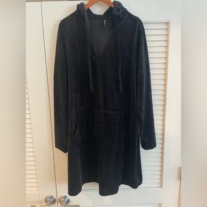 Black velour hoodie dress
